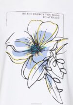 Z62T367 Women Anna Field Print T-Shirt White - Image 5