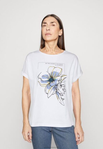 Z62T367 Women Anna Field Print T-Shirt White