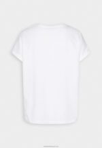 Z62T367 Women Anna Field Print T-Shirt White - Image 6