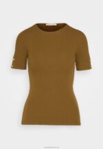 Z62T368 Women Anna Field Print T-Shirt Khaki - Image 5
