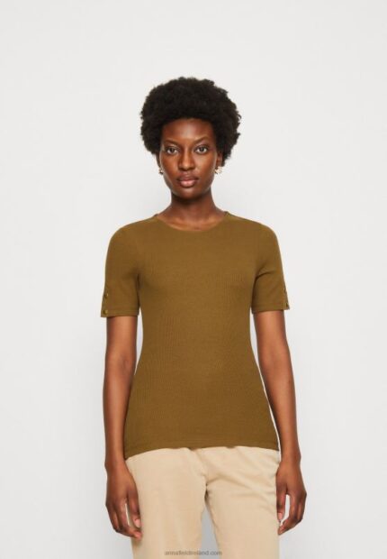 Z62T368 Women Anna Field Print T-Shirt Khaki