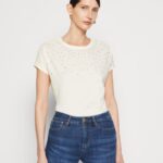 Z62T369 Women Anna Field Print T-Shirt Offwhite