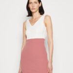 Z62T36 Women Anna Field Jersey Dress White/Pink