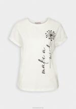 Z62T370 Women Anna Field Print T-Shirt Off-White - Image 4