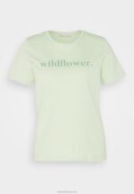 Z62T373 Women Anna Field Print T-Shirt Green - Image 5