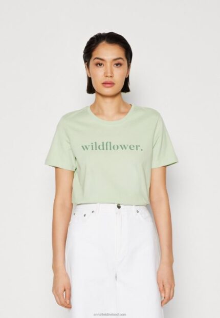 Z62T373 Women Anna Field Print T-Shirt Green