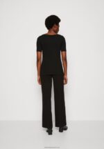 Z62T375 Women Anna Field Print T-Shirt Black - Image 3