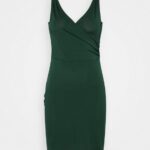 Z62T39 Women Anna Field Jersey Dress Dark Green