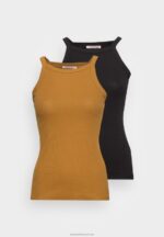 Z62T401 Women Anna Field 2 Pack Top Black/Khaki - Image 5