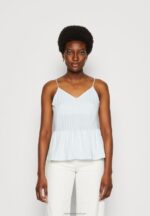 Z62T450 Women Anna Field Top Light Blue/White