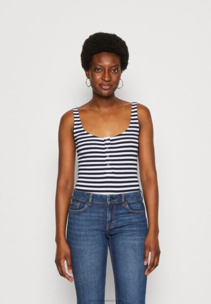 Z62T467 Women Anna Field Top White/Blue