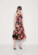 Z62T47 Women Anna Field Jersey Dress Black/Orange - Image 2