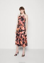 Z62T47 Women Anna Field Jersey Dress Black/Orange