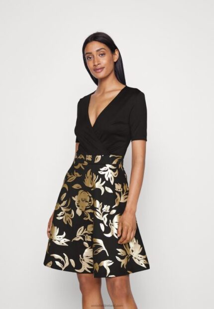 Z62T50 Women Anna Field Cocktail Dress Party Dress Black/Gold