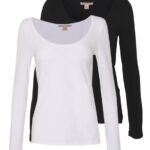 Z62T513 Women Anna Field 2 Pack Long Sleeved Top Black/White