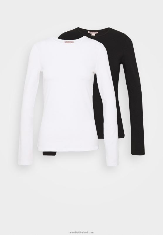 Z62T515 Women Anna Field 2 Pack Long Sleeved Top White/Black - Image 6
