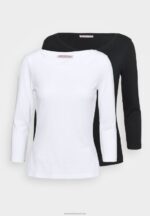 Z62T519 Women Anna Field 2 Pack Long Sleeved Top White/Black - Image 5