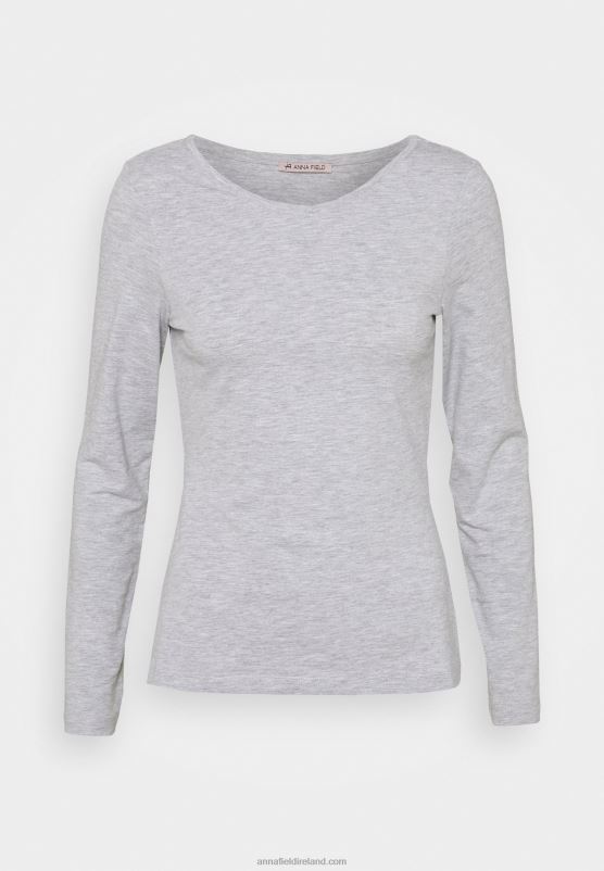 Z62T522 Women Anna Field 2 Pack Long Sleeved Top Dark Blue/Mottled Light Grey - Image 4