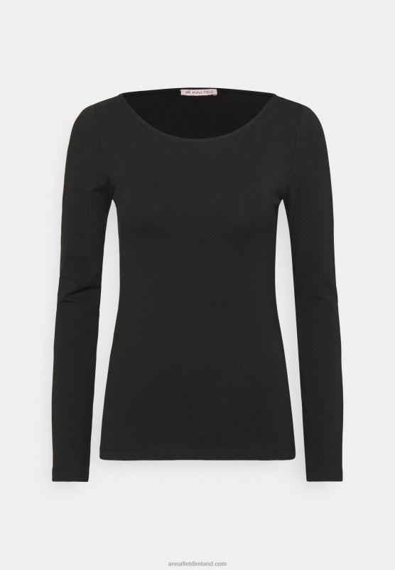 Z62T525 Women Anna Field 2 Pack Long Sleeved Top Black/Mottled Grey - Image 2