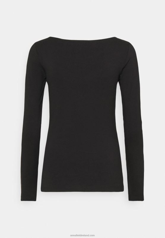 Z62T525 Women Anna Field 2 Pack Long Sleeved Top Black/Mottled Grey - Image 3