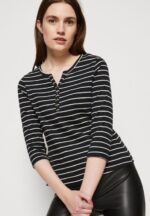 Z62T531 Women Anna Field Long Sleeved Top Black White - Image 4