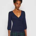 Z62T536 Women Anna Field Long Sleeved Top Dark Blue