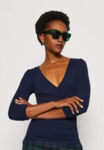 Z62T536 Women Anna Field Long Sleeved Top Dark Blue - Image 4