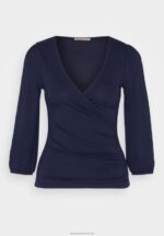 Z62T536 Women Anna Field Long Sleeved Top Dark Blue - Image 5