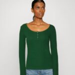 Z62T538 Women Anna Field Long Sleeved Top Dark Green