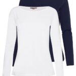 Z62T539 Women Anna Field 2 Pack Long Sleeved Top Maritime Blue/White