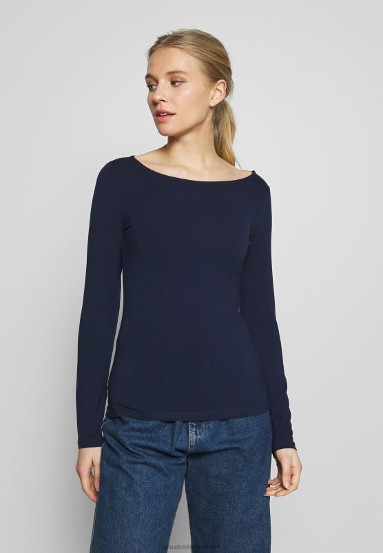 Z62T539 Women Anna Field 2 Pack Long Sleeved Top Maritime Blue/White - Image 5