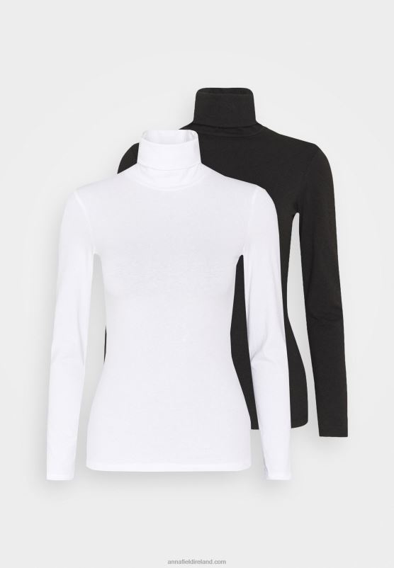 Z62T551 Women Anna Field 2 Pack Long Sleeved Top Black/White - Image 4