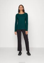 Z62T556 Women Anna Field Long Sleeved Top Dark Green - Image 2