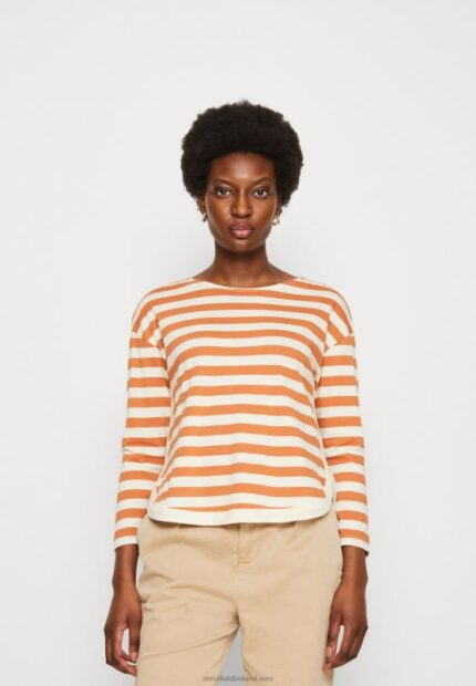 Z62T558 Women Anna Field Long Sleeved Top White/Apricot