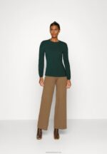 Z62T559 Women Anna Field Long Sleeved Top Dark Green - Image 2