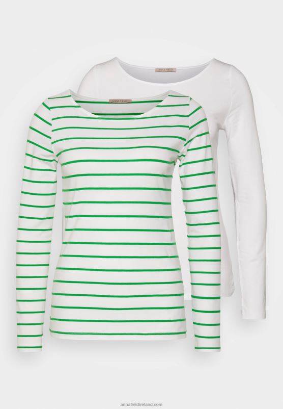 Z62T562 Women Anna Field 2 Pack Long Sleeved Top White/Green - Image 5
