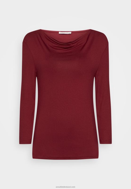 z62t566_women_anna_field_long_sleeved_top_dark_red.jpg Z62T566 Women Anna Field Long Sleeved Top Dark Red - Image 1
