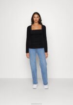 Z62T568 Women Anna Field Long Sleeved Top Black - Image 2