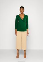 Z62T576 Women Anna Field Long Sleeved Top Dark Green - Image 2
