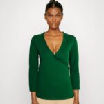 Z62T576 Women Anna Field Long Sleeved Top Dark Green