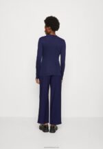 Z62T577 Women Anna Field Long Sleeved Top Dark Blue - Image 3