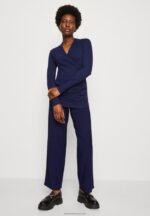 Z62T577 Women Anna Field Long Sleeved Top Dark Blue - Image 4