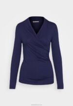Z62T577 Women Anna Field Long Sleeved Top Dark Blue - Image 5