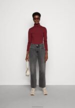 Z62T582 Women Anna Field Long Sleeved Top Dark Red - Image 2