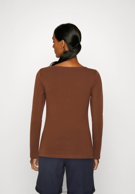 Z62T584 Women Anna Field 2 Pack Long Sleeved Top Brown/White - Image 3