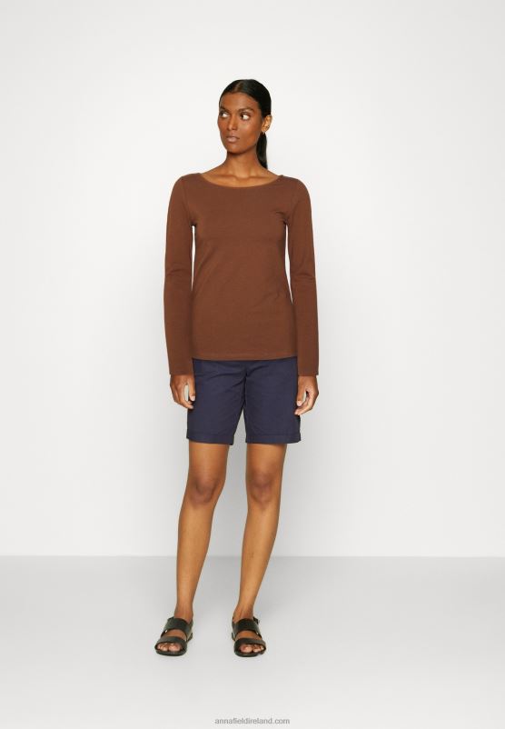 Z62T584 Women Anna Field 2 Pack Long Sleeved Top Brown/White - Image 1