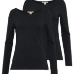 Z62T586 Women Anna Field 2 Pack Long Sleeved Top Black