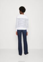 Z62T590 Women Anna Field Long Sleeved Top White/Dark Blue - Image 3