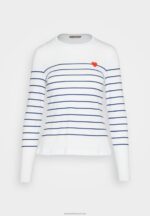 Z62T590 Women Anna Field Long Sleeved Top White/Dark Blue - Image 5