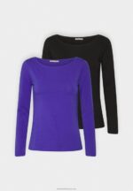 Z62T592 Women Anna Field 2 Pack Long Sleeved Top Blue/Black - Image 5